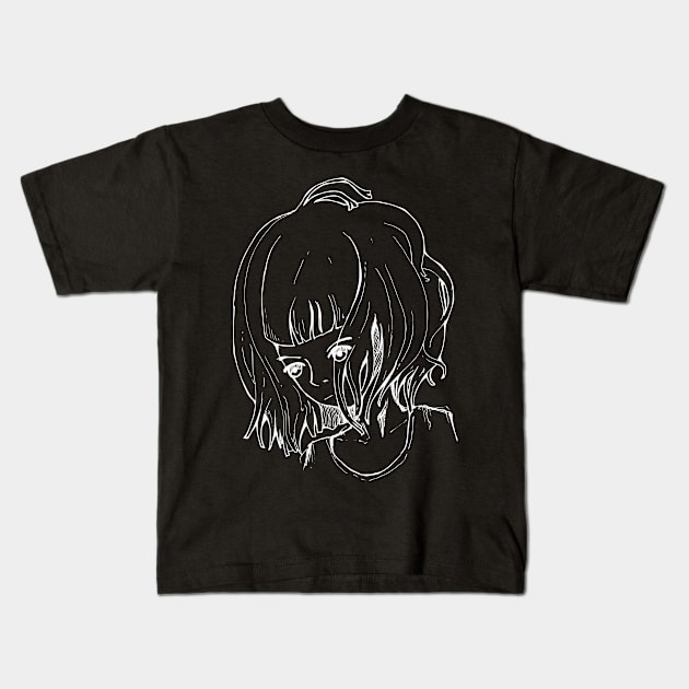 Portrait line art Kids T-Shirt by TKDoodle